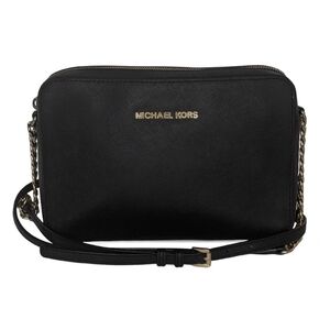 MICHAEL KORS Black Saffiano Leather Crossbody Bag Chain Strap Purse